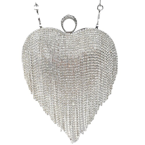 New Love Bag Women's Tassel Diamond Clutch Cheongsam Wedding Heart Dinner Bag