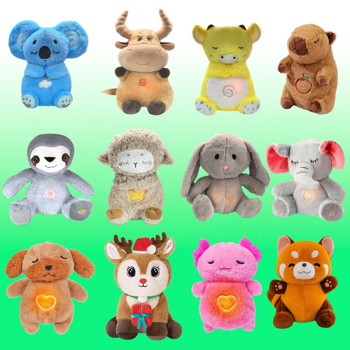 New Product Glowing Music Plush Toy Little Otter Koala Bear Doll Capibara Breathing Bear Figure