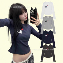 aeae 韩国字母印花休闲长T短款休闲宽松时尚美式上衣一件无痕代发