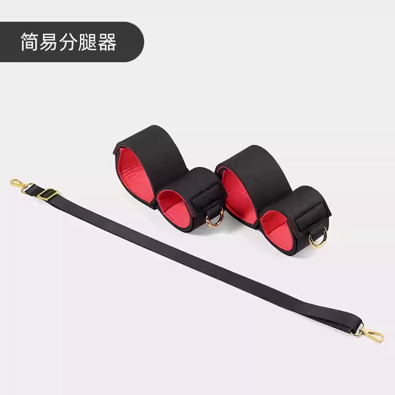 Metal Leg-Spreading Restraint Strap Set with Black Tape, Adult Role-Play Bondage Gear — detail image 1