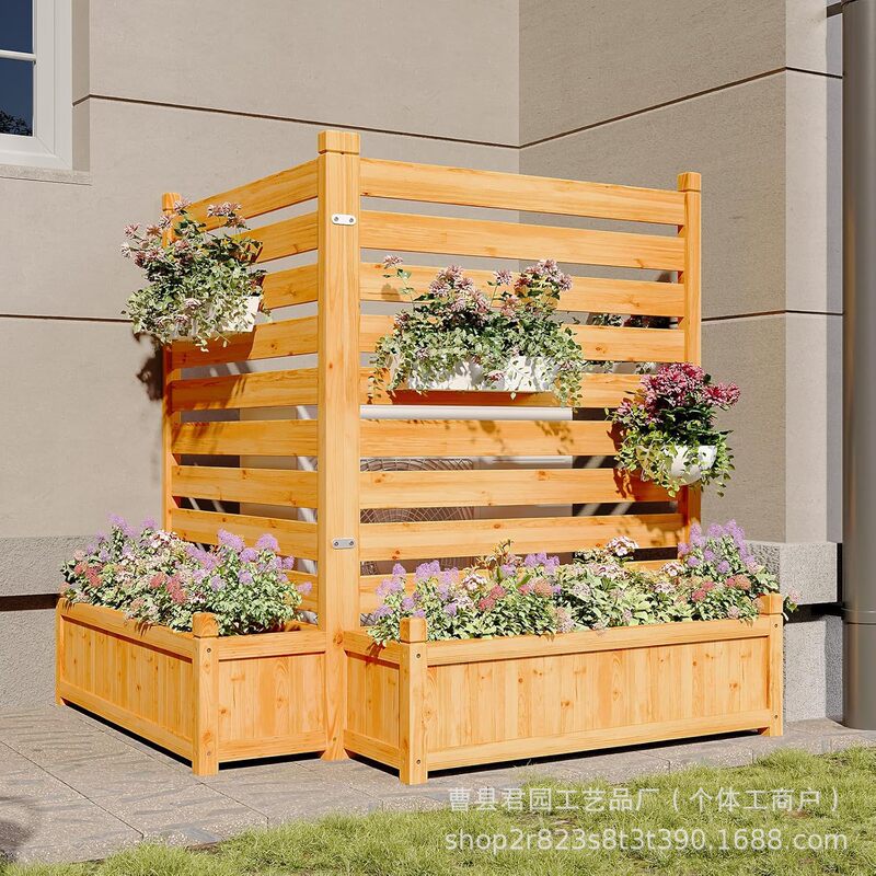 Wooden Air Conditioning Fence, Outdoor Privacy Fence with Flower Pots, Garden Park Trash Can, Potted Plant Fence, Swimming Pool Fence