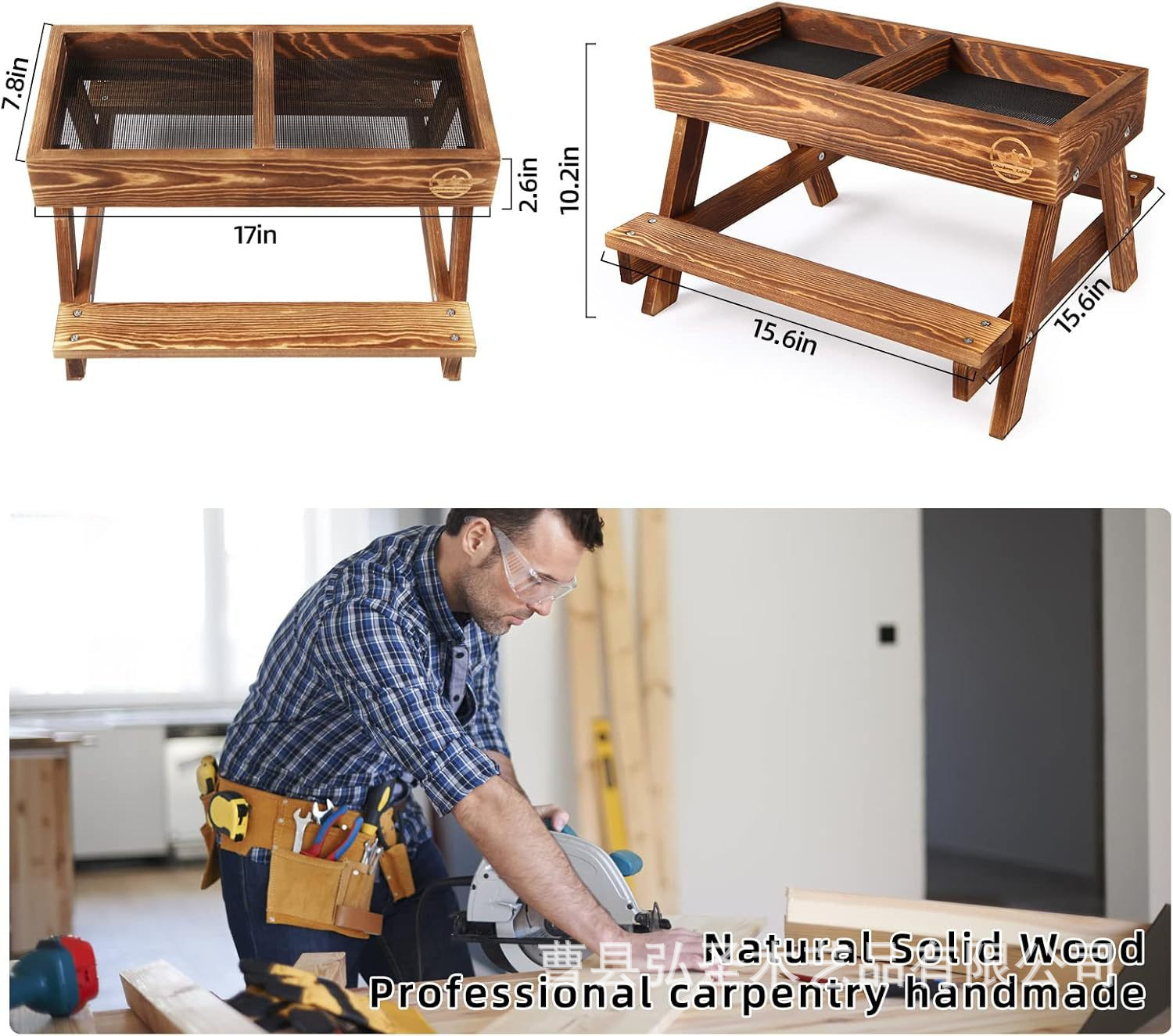 Pollo de madera, mesa de comedor, alimentación para animales, utensilios de forraje, comederos de madera para mascotas, comederos de madera maciza para gallinas al aire libre