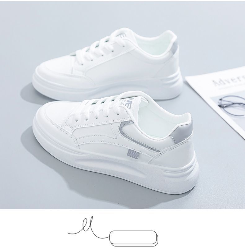 Bianco Primavera 2024 Nuovo Sport Studente Versatile Spesso Casual Tavola Morbida Suola Corsa Scarpe da Donna Scuola Media_voghion.com