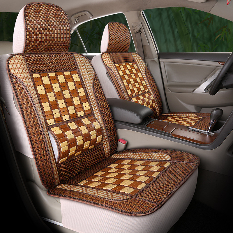 Cool pad – Universal Summer Bamboo Mat - 1903-beige-coffee-single-seat-with-lumbar-support