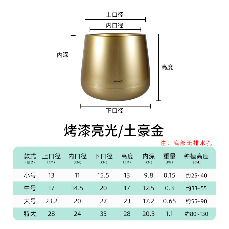Macetas redondas Lai Zhixiu de gran diámetro, de alta gama y lujo ligero, macetas redondas de pie para sala de estar, venta al por mayor