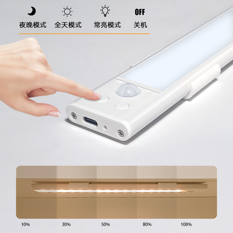 Luz nocturna transfronteriza, tira de luz de sensor de cuerpo humano inteligente, luz de sensor led autoadhesiva, luz de ambiente de carga, armario de vino, cinturón de luz