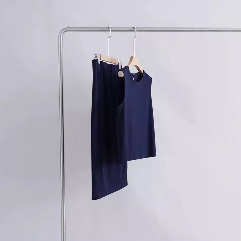 Minimalist Designer Style Solid Color 2024 New Summer H-Line Top and Skirt Set Women's Two-Piece Trendy Outfit