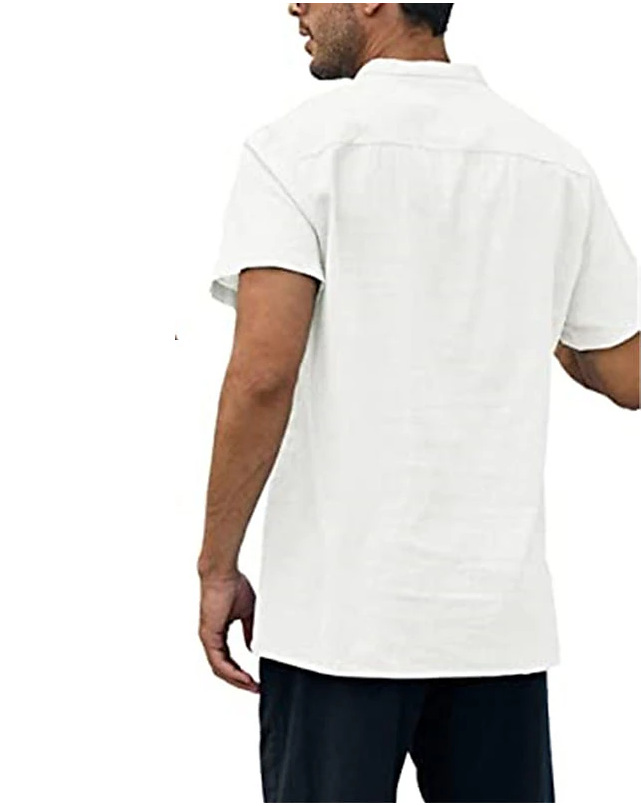 Men's Solid Color Streetwear Standing Collar Short Sleeve Loose Men's Tops display picture 12