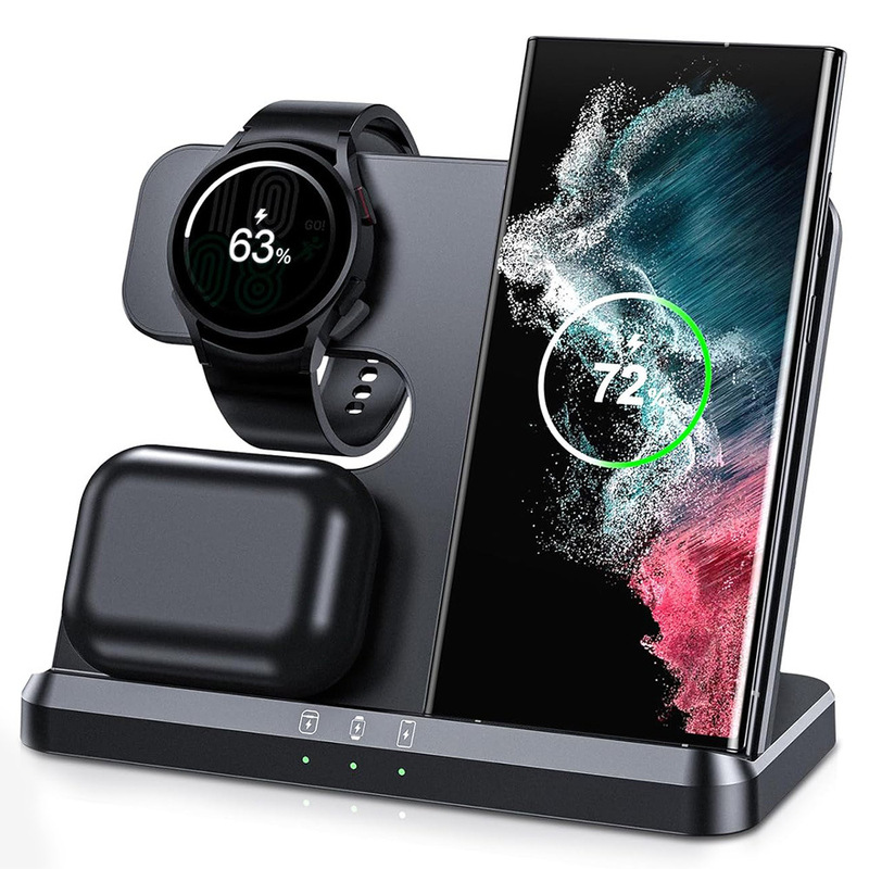 3 in 1 wireless charger for Android Samsung mobile phone watch headset 15W wireless fast charging multi-function stand
