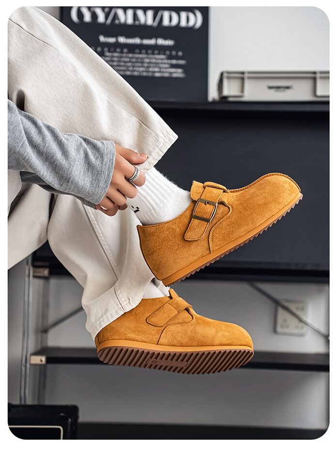 Giày lười nam mũi tròn phong cách retro, dễ xỏ, chống trượt, gót vừa 3-5 cm — 2873 màu kaki, 2873 màu vàng, 2873 màu đen chi tiết 6