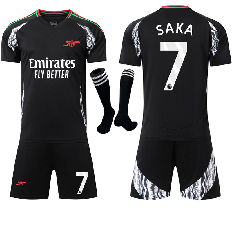 2024-25 Arsenal away black football uniform No. 7 Saka 9 Jesus 8 Erdegao jersey in stock in large quantities 2024-25 Arsenal away black football uniform No. 7 Saka 9 Jesus 8 Erdegao jersey in stock in large quantities