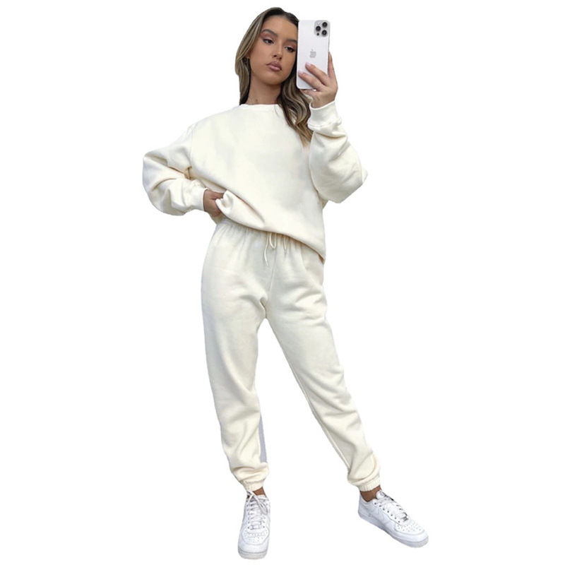 840g Weight Long Sleeve Sleeve Length Polyester Fabric Type Sweatshirt & Hoodie Co-ord Set Sets Type 2 Pieces Set Quantity Casual Occasion Round Neck Neckline Loose Fit Type Solid Color Pattern Winter, Autumn Season Women's Gender Streetwear Style Casual Women's Streetwear Solid Color Polyester Sweatshirt & Hoodie Co-ord Set Pants Sets 17