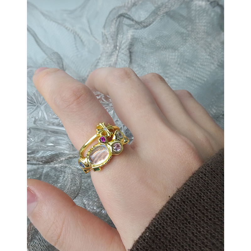 Simple Style Round Alloy Plating Zircon Womenu0027S Open Ring 1 Piece