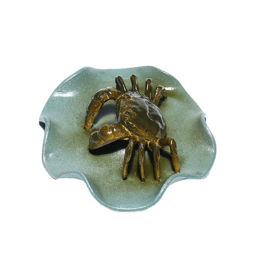 Yixing Zisha Tea Pet Color-Changing Crab Hairy Crab Bafanglaicai Lotus Leaf Sculpture Tea Play Tea Ceremony Creative Crafts