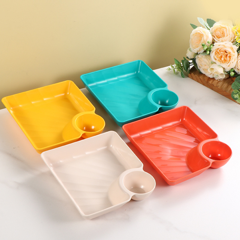 식초 플레이트가 달린 만두 플레이트 국경 PP 분할 플레이트 딥 패스트 푸드 레스토랑 감자 스트립 플레이트가 포함 된 일본 식기 광장