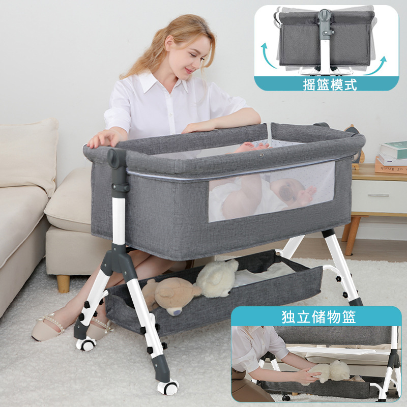 Cama de bebé móvil cuna cama portátil 2 en 1 plegable multifuncional bb cama recién nacida cama de empalme