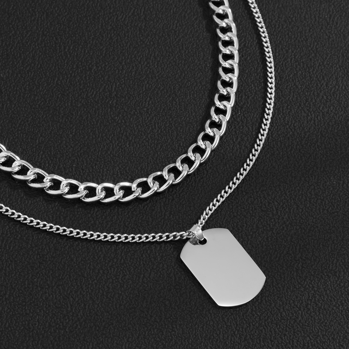 Hiphop titanium steel smooth military brand necklace jewelry punk style sweater chain multilayer geometric necklacepicture6