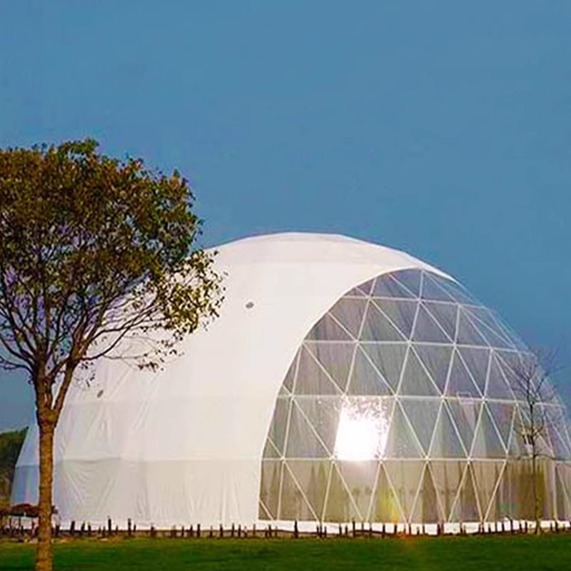 Gran cabina esférica al aire libre tienda esférica actividad de cubierta translúcida celebración de bodas banquete de vino invernadero de actividad temporal