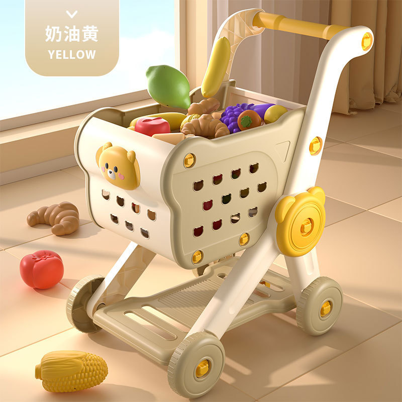 インターネット有名人の子供用ショッピングカートシミュレーションスーパーマーケットトロリーベビーフルーツと野菜モデルカットアウトおままごとおもちゃ|undefined