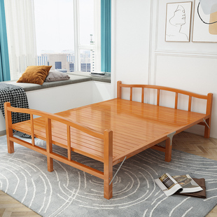Folding Bed Single Double 1m Economical Household Portable Simple Bamboo Bed Adult 1.5 Lunch Break Hard Board Shi Shengguang