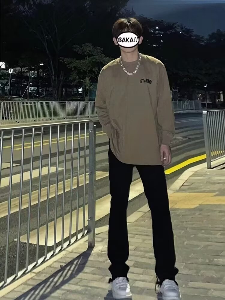 Moda americana calle todo fósforo guapos jeans hombres sueltos rectos casuales hollín pantalones ins tendencia mezclilla