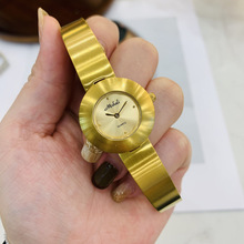 米莉莎手表新款奢華高檔金色手鐲式手表簡約超薄高級感女表小表盤