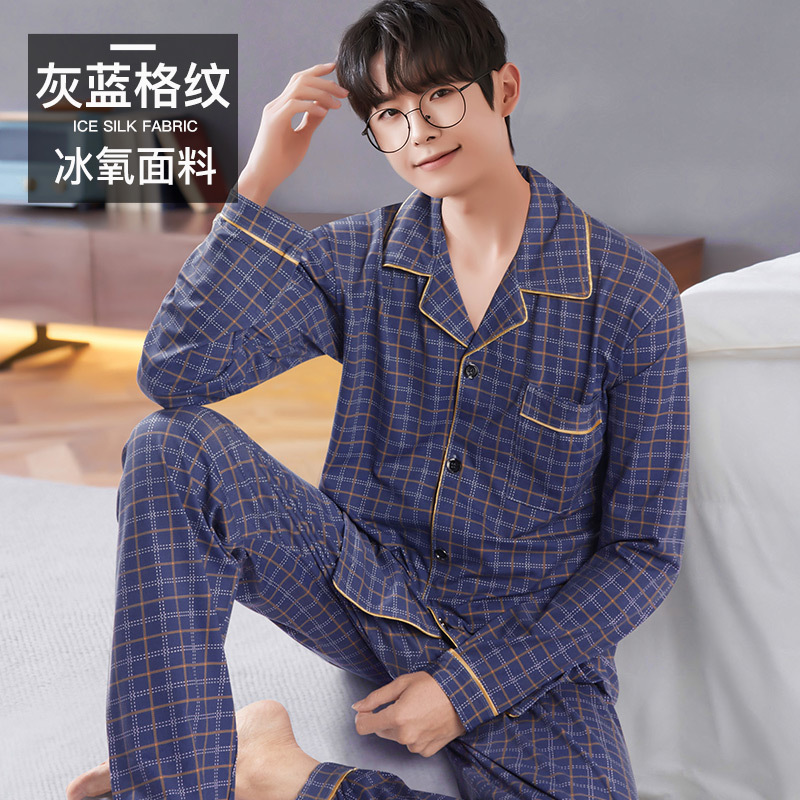 Pijamas de los hombres primavera y otoño más tamaño % algodón manga larga 2022 nuevo traje casual desgaste del hogar se puede usar fuera