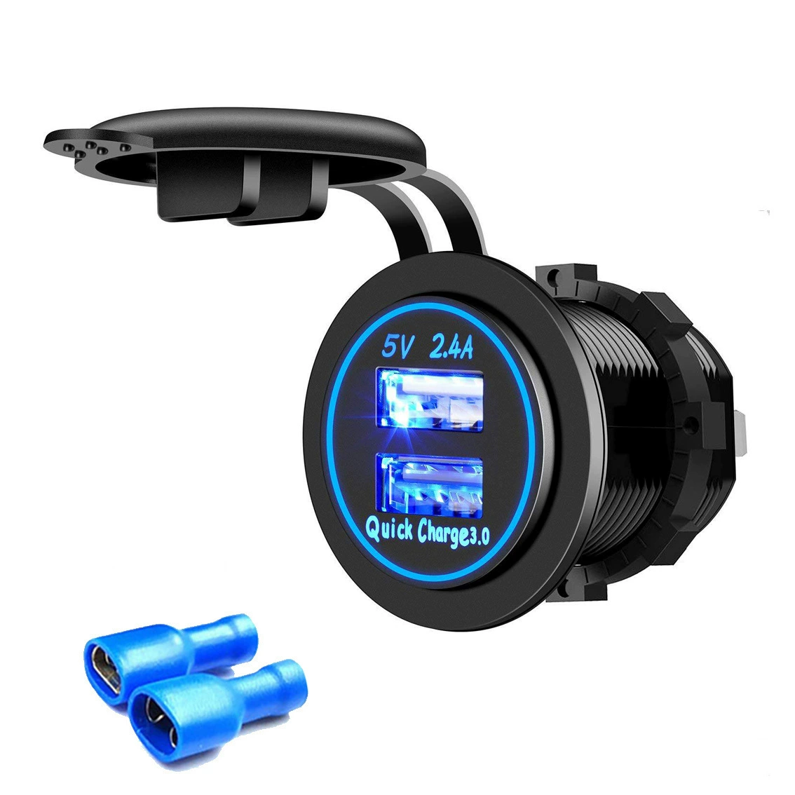 Новый автомобиль RV модифицированный автомобиль двойной USB 2.4A+QC3.0 высокоскоростная зарядка для автомобиля умная быстрая зарядка вход 12-24В