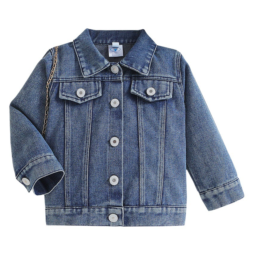 SAMGAMIBABY детская джинсовая куртка 2025 весна новая с лацканами длинный рукав с надписью повседневная майка для мальчиков