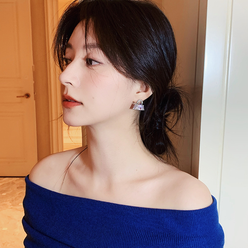 银色满钻包包耳钉女轻奢高级感气质大气耳环2025新款精致独特耳饰|undefined