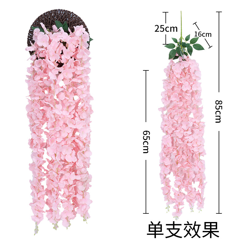 Flor de Wisteria artificial Flor de frijol rama Flor de frijol colgante boda falsa Flor de Wisteria decoración al por mayor Rama de Wisteria artificial