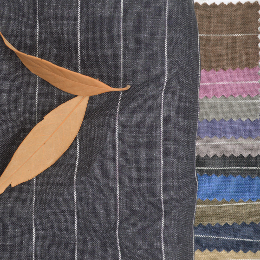 2021 new pattern Pure linen stripe Fabric Linen yarn-dyed fabric literature Female models Children's clothing Cloth goods in stock supply