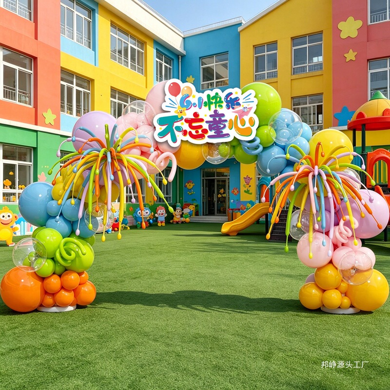 Kindergarten Children's Day Activities, School Entrance Balloon Arch, Sports Meeting Opening Ceremony Decoration Scene Setup