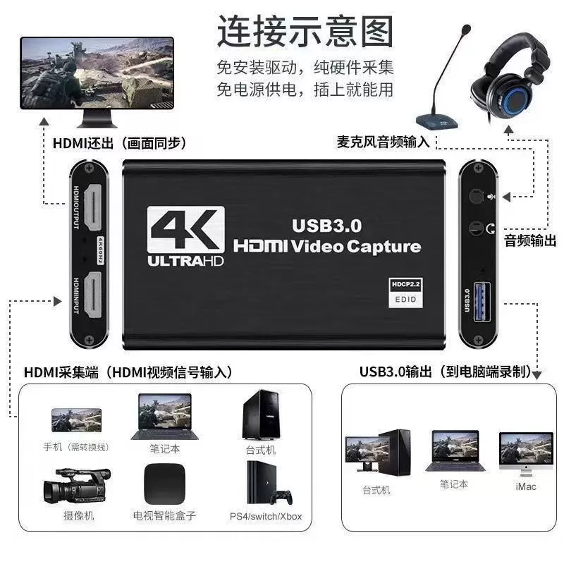 USB3.0 видеозахват карта HDMI HD мобильный телефон компьютер игровой живой запись 2131 чип HDTV захват