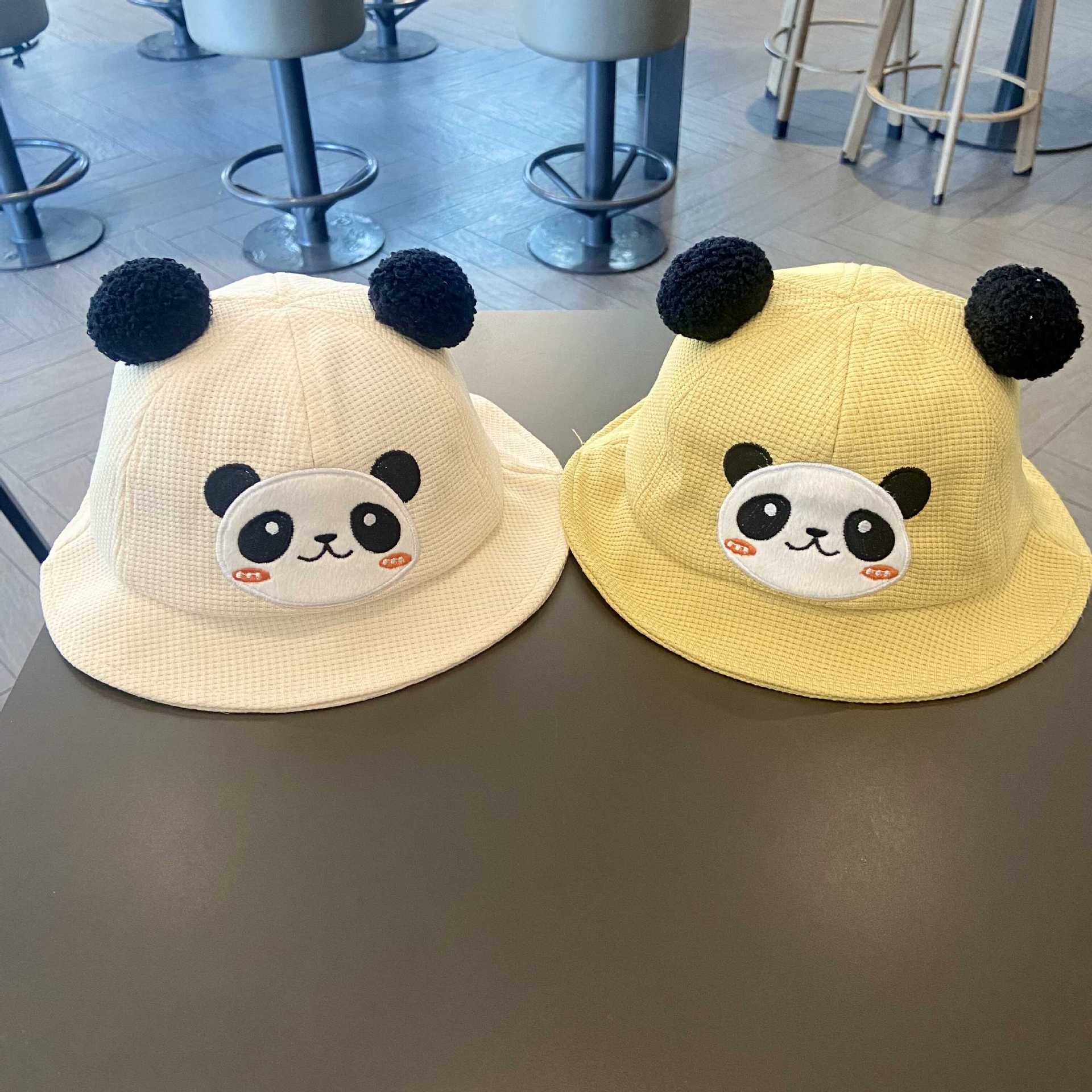 Sombreros para bebés primavera y otoño lindos super lindos niños panda sombrero para bebés coreanos sombrero de pescador de sombrero para niños de otoño