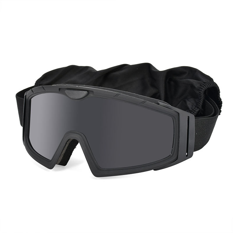 TPU 블랙 프레임 PC 그레이 시트 (일반 천 가방, 김서림 방지 렌즈 2개(투명+노란색), 슬리브+헤드밴드)