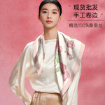 64*64cm真丝中小方巾现货桑蚕丝围巾企业礼品油画风花卉丝巾伴手