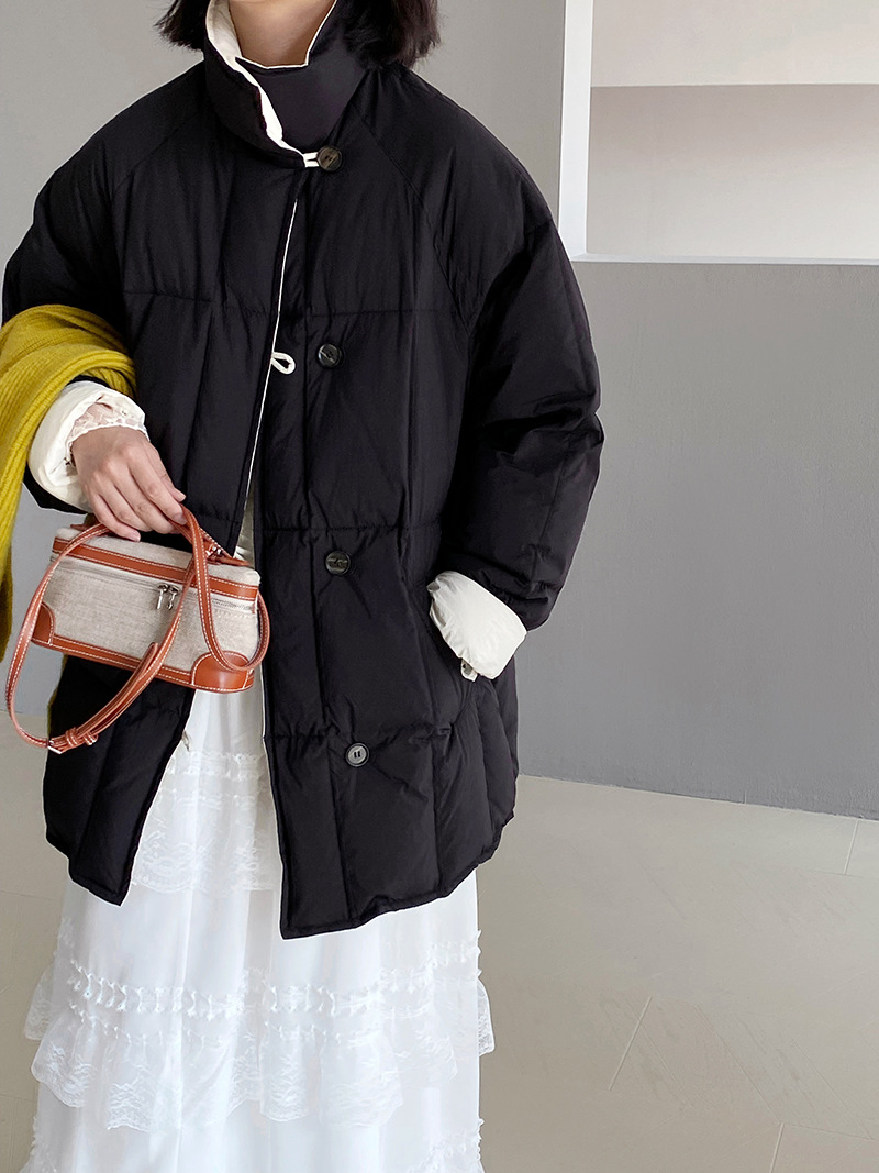 江左「両面派暖かいB備」 ~ 女神の両面にダウンジャケットを着た女性のスタンドカラーの暖かい厚いコート1259