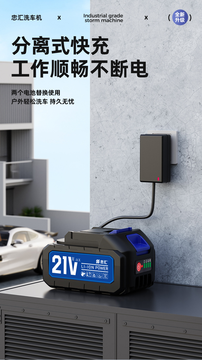 21St-Century Cross-Border New Model 3-in-1 Wireless Car Washer High-Pressure Water Gun Storm Charging High-Power Vacuum Cleaner