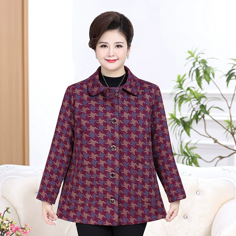 Spring long-sleeve with hood, jacket for mother, plus size