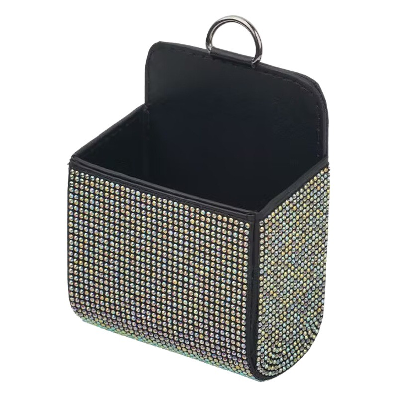 Caja de almacenamiento del coche salida de aire del coche de cuero multifuncional teléfono móvil Cambio de cigarrillos tarjeta de almacenamiento colgante bolsillo Diamante