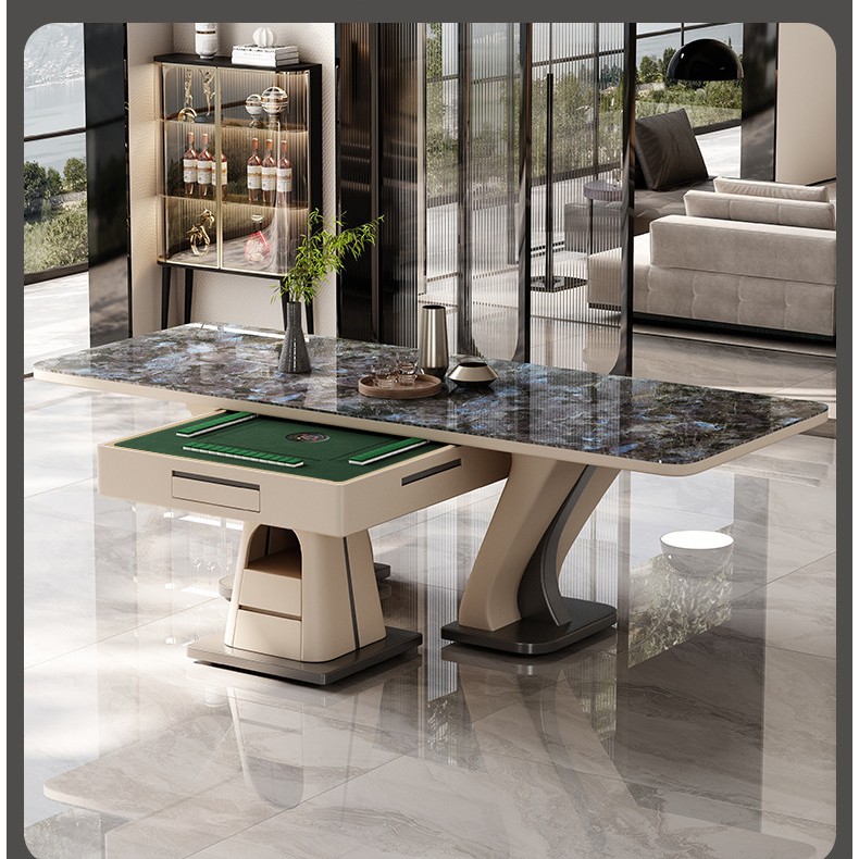 Mesa de mesa de mesa de isla de alta gama, máquina de mesa de mahjong, placa de roca de doble uso, mesa de guía de alta gama, mesa de té, multifuncional, simple, nuevo