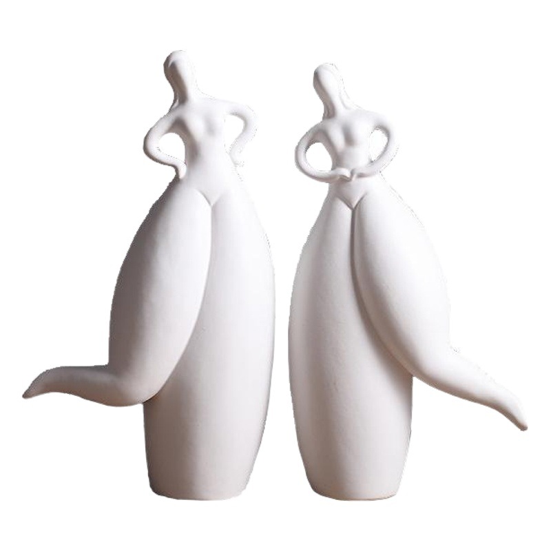 Creativo moderno nórdico sala de estar decoración grasa bailando chica decoración del hogar pasillo vino TV decoración del gabinete al por mayor