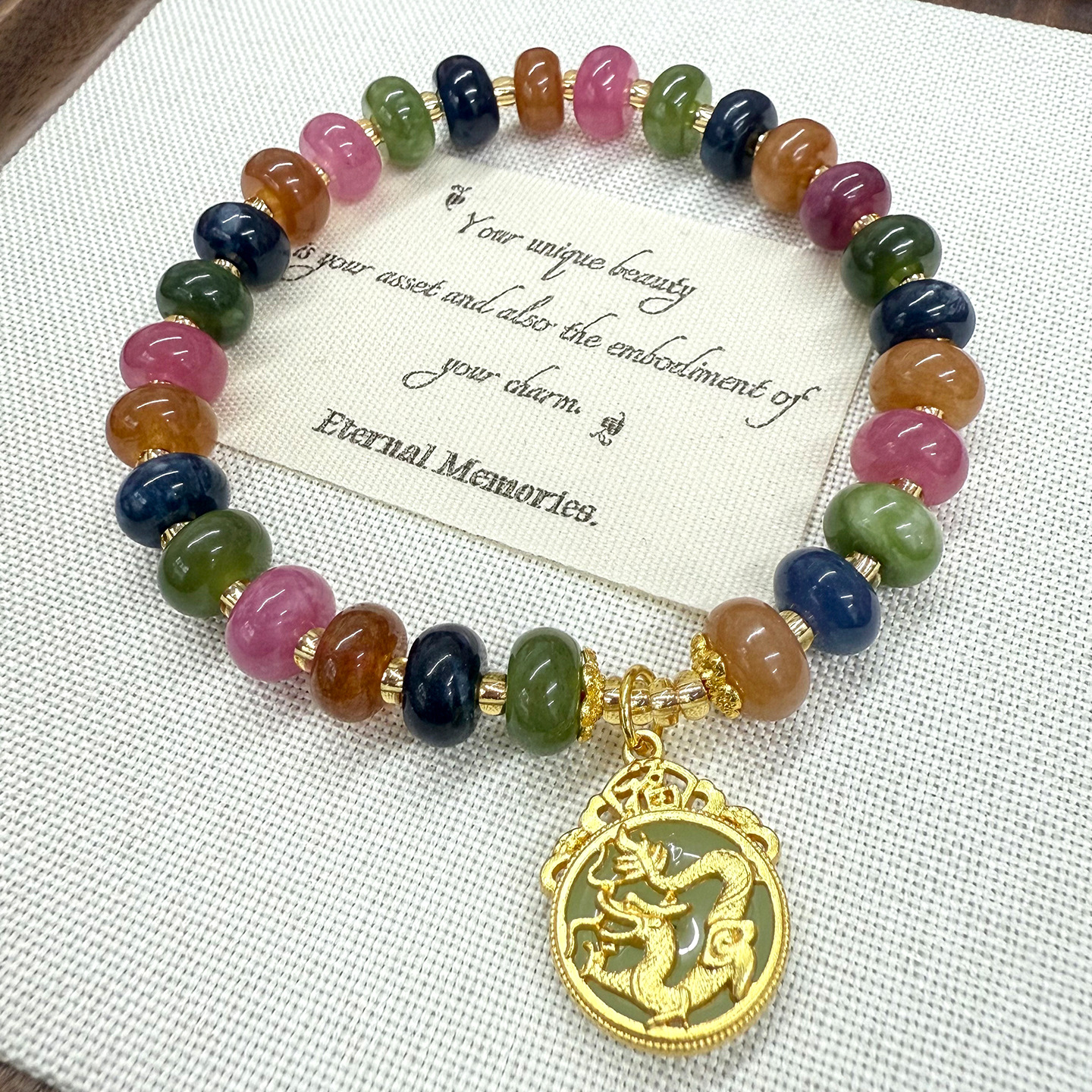 Venta al por mayor cristal natural optimizado turmalina placa pulsera seguridad hebilla colgante colorido caramelo color pulsera de mujer joyería