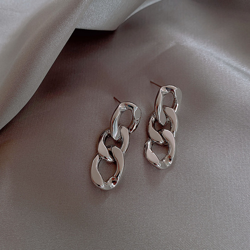S925 silver needle European and American style chain metal ins cold style new temperament female Internet celebrity earrings B375