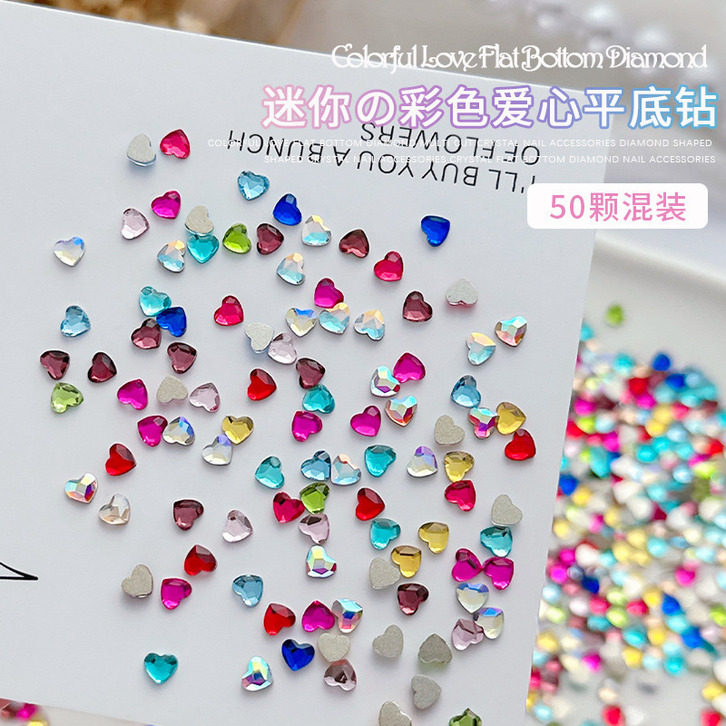 3mm Mini Love Flat Bottom Drill Nail Art Glass Drill Flash Heart Nail Sticker Diamond Ornaments DIY Wearing Nail Material 3mm Mini Love Flat Bottom Drill Nail Art Glass Drill Flash Heart Nail Sticker Diamond Ornaments DIY Wearing Nail Material
