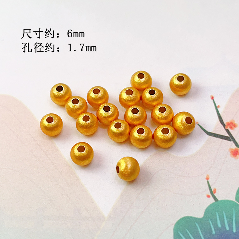 S925 Silver Gold-Plated Brushed Spacer Beads Barrel Beads Round Beads Bamboo Accessories Bracelet Necklace Charms DIY Semi-Finished Accessories New