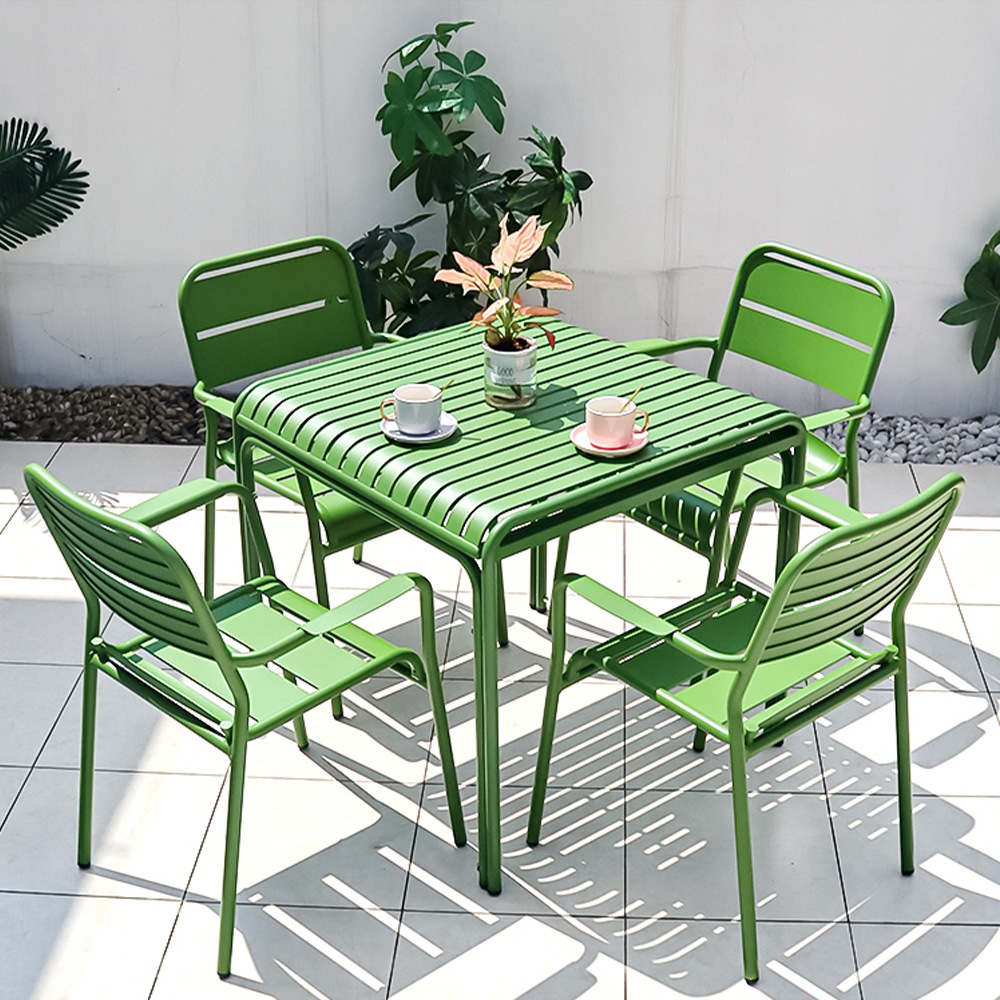 Modern minimalist outdoor tables and chairs, leisure courtyard garden, milk tea shop, coffee shop, wrought iron outdoor balcony, tea table set