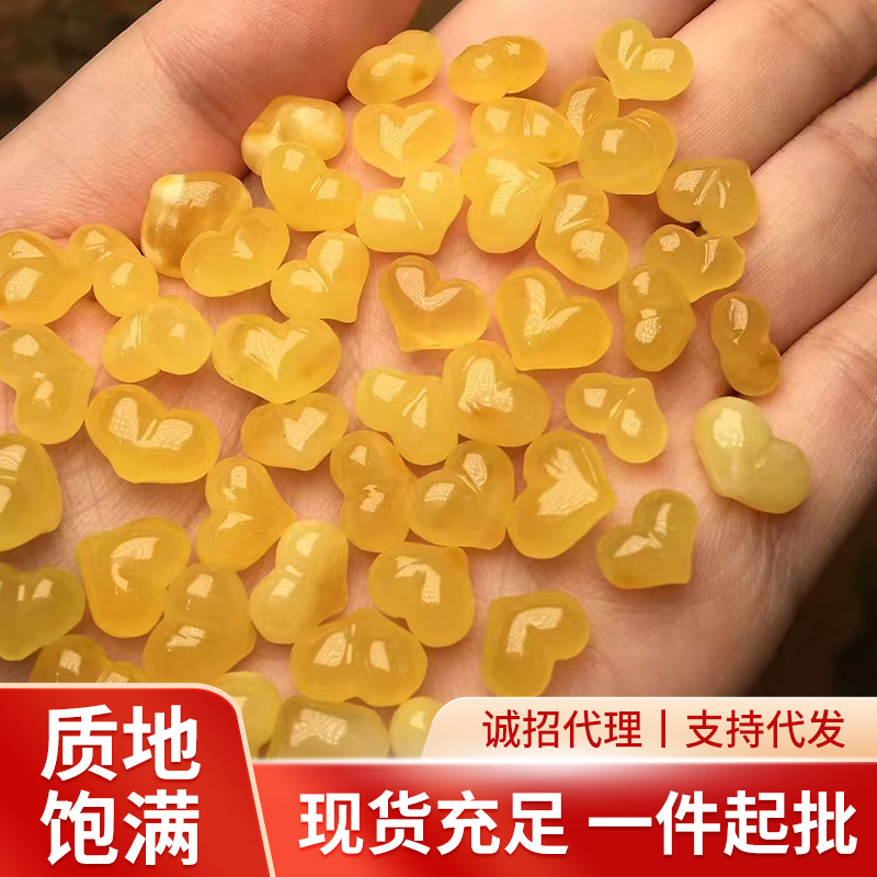 Natural Russian amber peach-shaped beads, golden round and plump heart-shaped amber accessories, loose beads wholesale