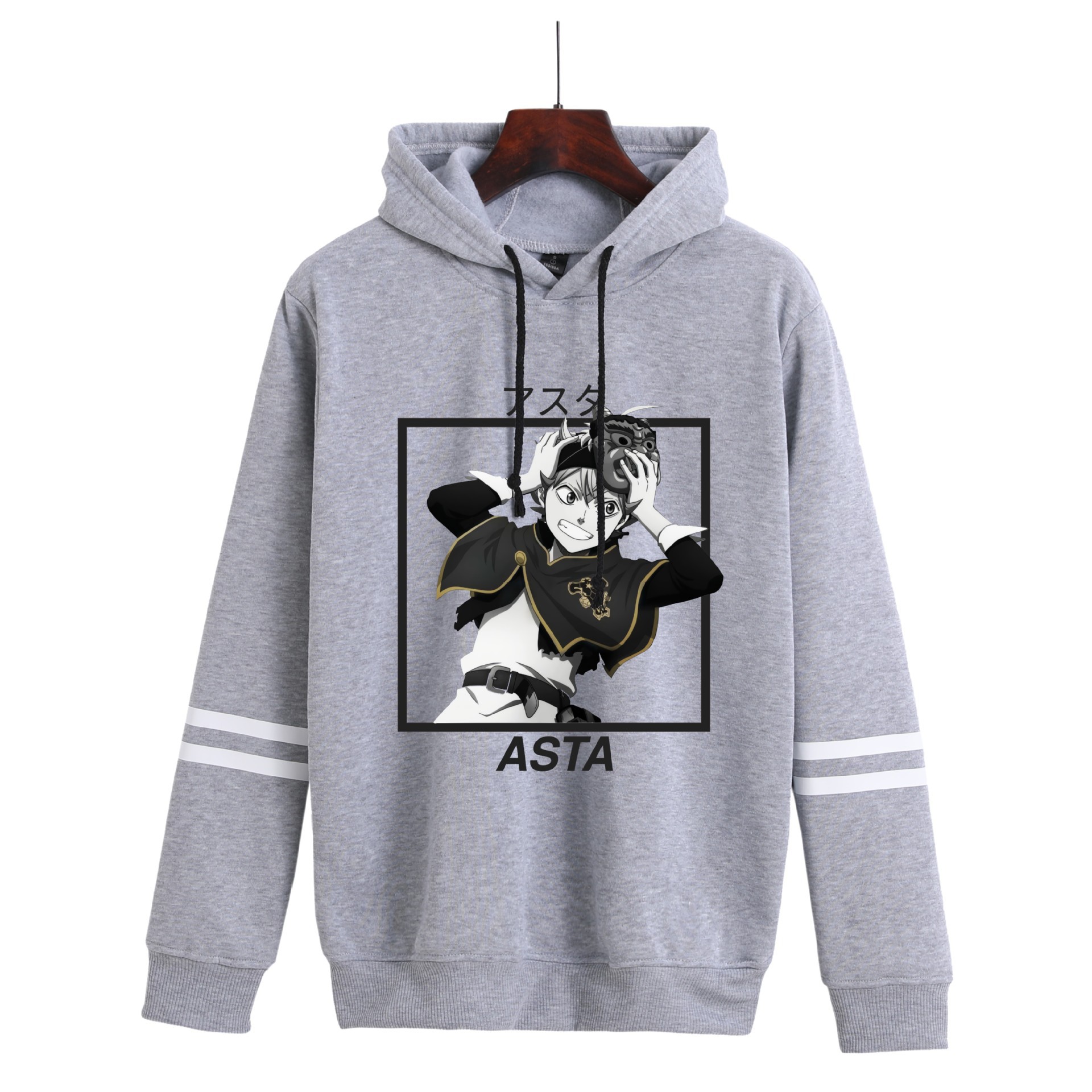 Sudadera con capucha con estampado periférico de trébol de cuatro hojas negro de anime suéter suelto casual transfronterizo